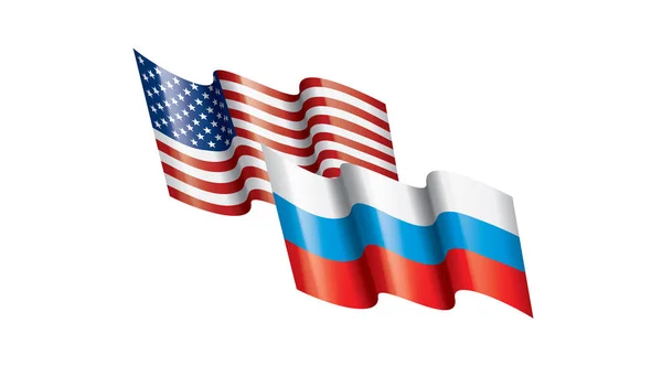 Rusko a Usa národní vlajky. Vektorové ilustrace. — Stockový vektor
