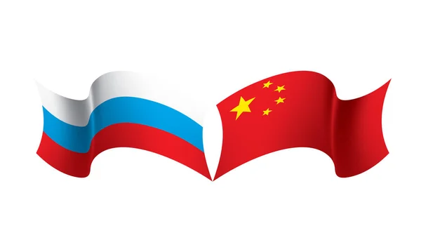 Russland und China Flaggen. Vektor-Illustration auf weißem Hintergrund — Stockvektor