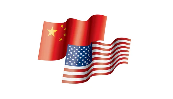 Banderas de EE.UU. y China. Ilustración vectorial sobre fondo blanco — Vector de stock