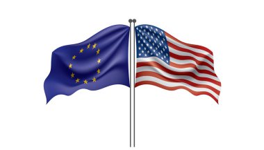 Avrupa Birliği ve Amerikan bayrakları. vektör çizim.