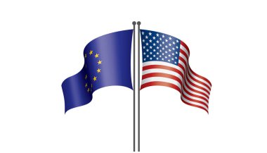 Avrupa Birliği ve Amerikan bayrakları. vektör çizim.