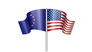 Avrupa Birliği ve Amerikan bayrakları. vektör çizim.