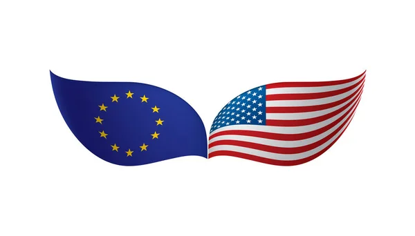 Union européenne et drapeaux américains. Illustration vectorielle . — Image vectorielle