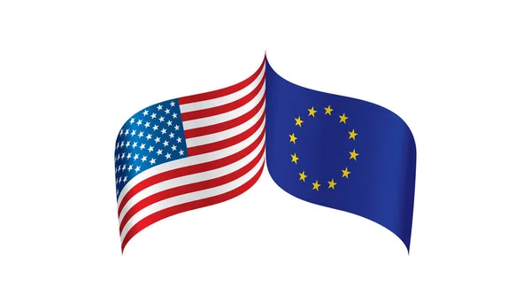 Union européenne et drapeaux américains. Illustration vectorielle . — Image vectorielle