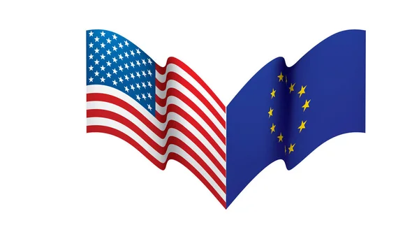 Union européenne et drapeaux américains. Illustration vectorielle . — Image vectorielle