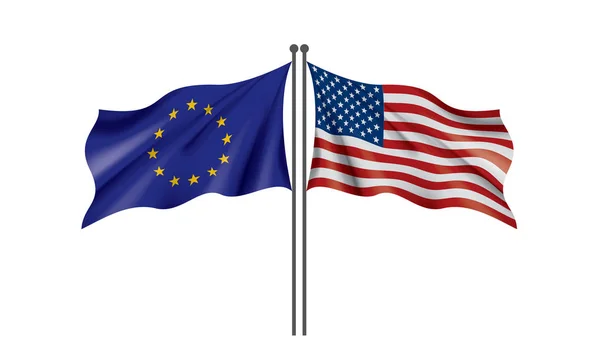 Union européenne et drapeaux américains. Illustration vectorielle . — Image vectorielle