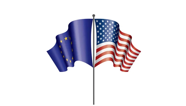 Banderas de la Unión Europea y Estados Unidos. Ilustración vectorial . — Archivo Imágenes Vectoriales