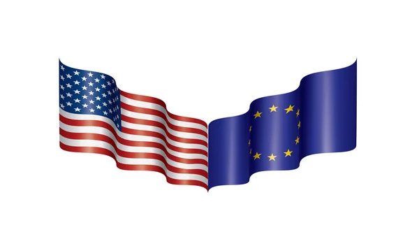 Banderas de la Unión Europea y Estados Unidos. Ilustración vectorial . — Archivo Imágenes Vectoriales