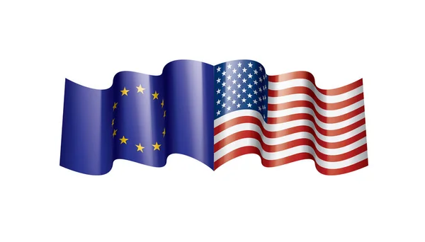 Union européenne et drapeaux américains. Illustration vectorielle . — Image vectorielle