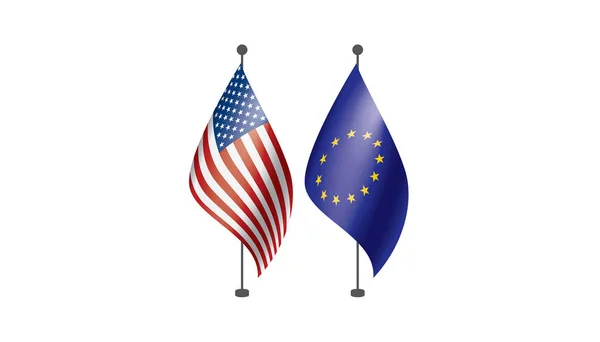 Union européenne et drapeaux américains. Illustration vectorielle . — Image vectorielle