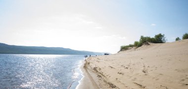 Samara bölgesi, Rusya Zhiguli dağlarda görünümünü. Bulutlu günde, 10 Ağustos 2018