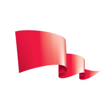 Beyaz bir arka plan üzerinde kırmızı bayrak sallıyor