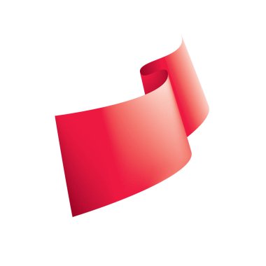 Beyaz bir arka plan üzerinde kırmızı bayrak sallıyor