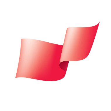 Beyaz bir arka plan üzerinde kırmızı bayrak sallıyor