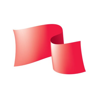 Beyaz bir arka plan üzerinde kırmızı bayrak sallıyor