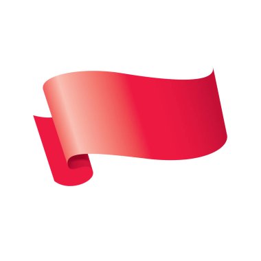 Beyaz bir arka plan üzerinde kırmızı bayrak sallıyor