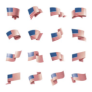 Beyaz arka planda ABD bayrağı, vektör illüstrasyonu