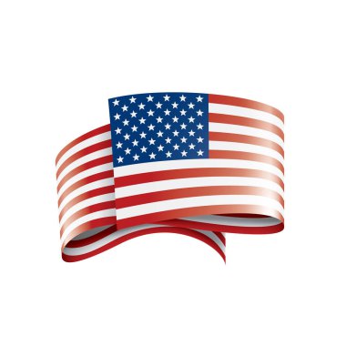 Beyaz arka planda ABD bayrağı, vektör illüstrasyonu