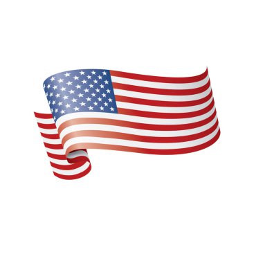 Beyaz arka planda ABD bayrağı, vektör illüstrasyonu.
