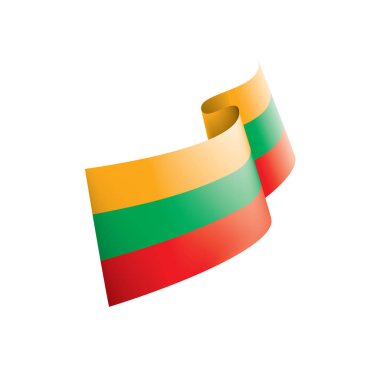 Litvanya bayrağı, beyaz arkaplanda vektör illüstrasyonu
