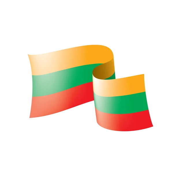 흰색 배경에 있는 벡터 그림, 리투아니아 국기 — 스톡 벡터