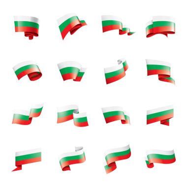 Beyaz arka planda Bulgaristan bayrağı ve vektör illüstrasyonu