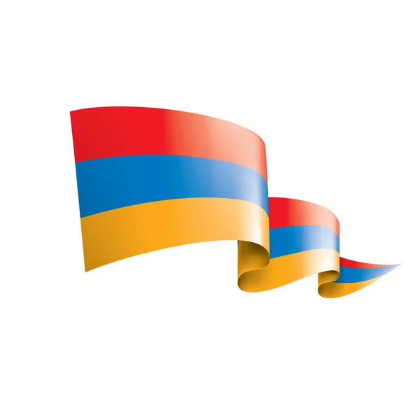 アルメニア国旗白い背景のベクトルイラスト — ストックベクタ