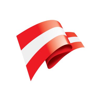 Avusturya bayrağı, beyaz arkaplanda vektör illüstrasyonu