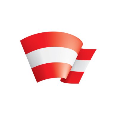 Avusturya bayrağı, beyaz arkaplanda vektör illüstrasyonu