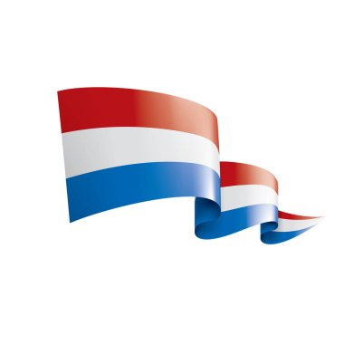 Beyaz arkaplanda Hollanda bayrağı, vektör illüstrasyonu