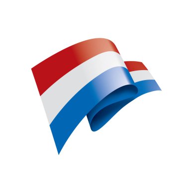 Beyaz arkaplanda Hollanda bayrağı, vektör illüstrasyonu