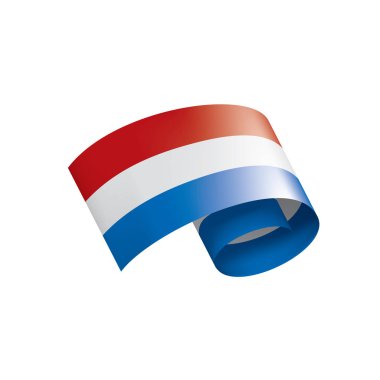 Beyaz arkaplanda Hollanda bayrağı, vektör illüstrasyonu