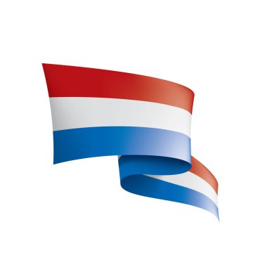 Beyaz arkaplanda Hollanda bayrağı, vektör illüstrasyonu