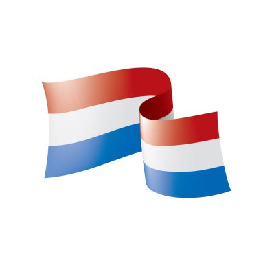 Beyaz arkaplanda Hollanda bayrağı, vektör illüstrasyonu.