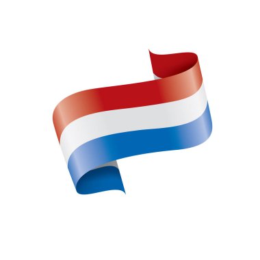 Beyaz arkaplanda Hollanda bayrağı, vektör illüstrasyonu