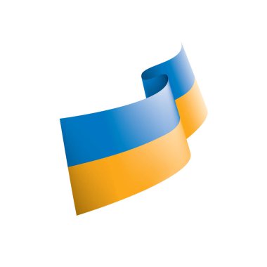 Beyaz arkaplanda Ukrayna bayrağı, vektör illüstrasyonu