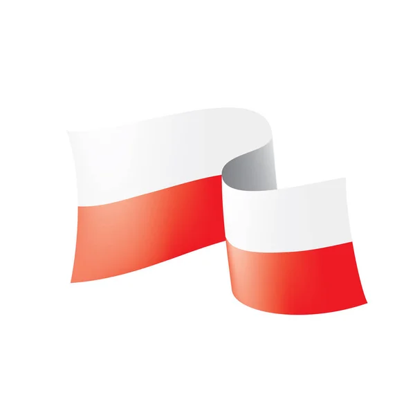 Polská vlajka, vektorová ilustrace na bílém pozadí — Stockový vektor