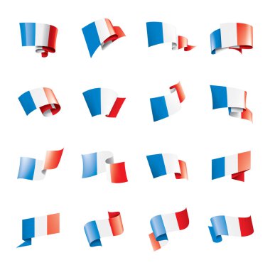 Fransa bayrağı, beyaz arkaplanda vektör illüstrasyonu.