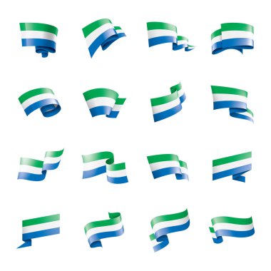 Sierra Leone bayrağı, beyaz arkaplanda vektör illüstrasyonu.