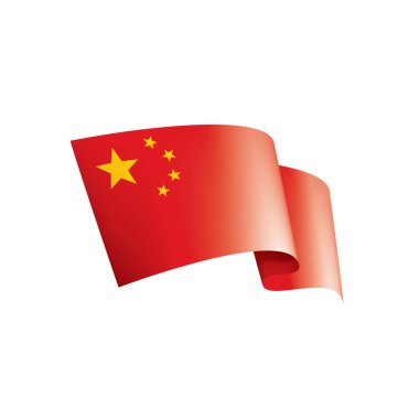 Çin bayrağı, beyaz arkaplanda vektör illüstrasyonu.