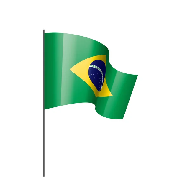 Brasilien flagga, vektorillustration på vit bakgrund — Stock vektor