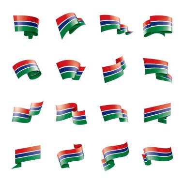 Gambiya bayrağı, beyaz arkaplanda vektör çizimi