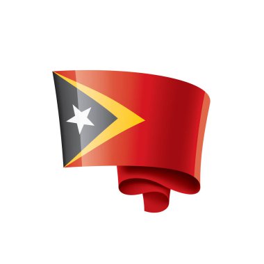 Doğu Timor bayrağı, beyaz arkaplanda vektör çizimi
