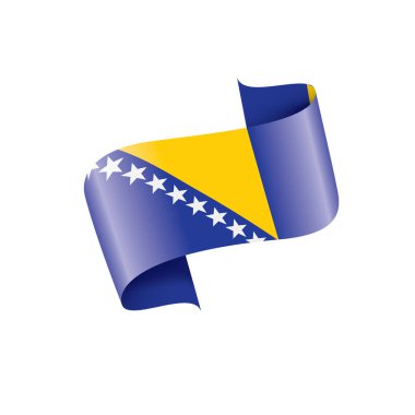 Beyaz arka planda Bosna-Hersek bayrağı ve vektör illüstrasyonu