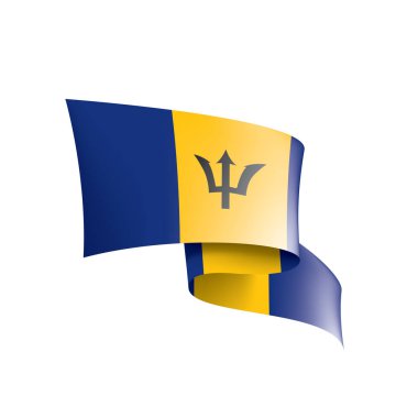 Beyaz arkaplanda Barbados bayrağı, vektör illüstrasyonu