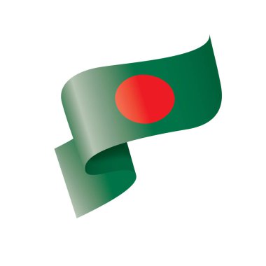 Bangladeş bayrağı, beyaz arkaplanda vektör illüstrasyonu