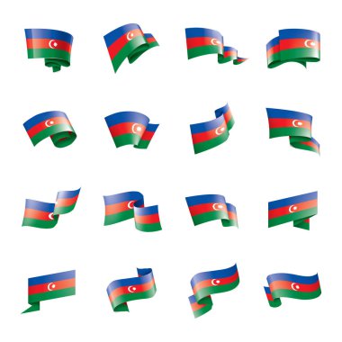 Azerbaycan bayrağı, beyaz arkaplanda vektör illüstrasyonu