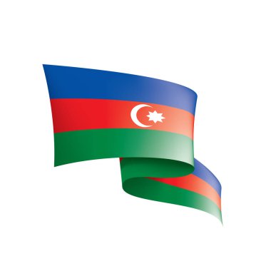 Azerbaycan bayrağı, beyaz arkaplanda vektör illüstrasyonu