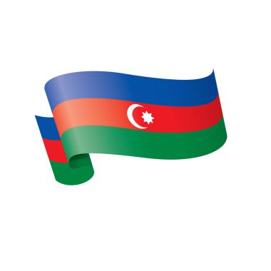 Azerbaycan bayrağı, beyaz arkaplanda vektör illüstrasyonu
