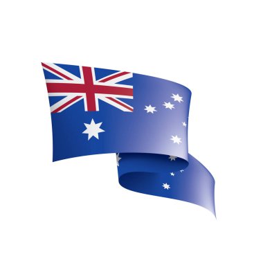 Avustralya bayrağı, beyaz arkaplanda vektör illüstrasyonu.